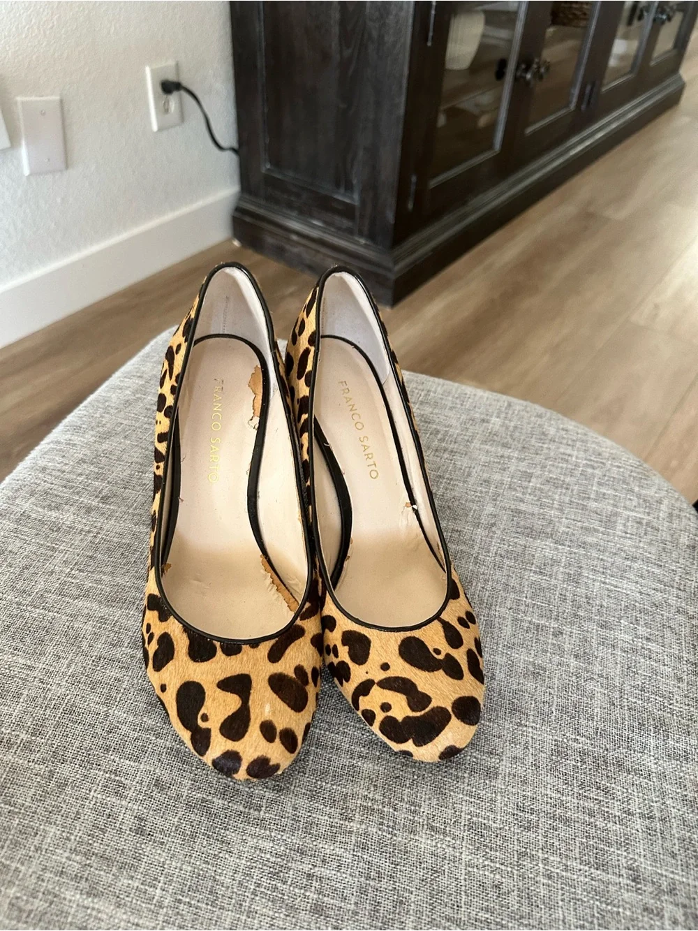 Franco Sarto Leopard-Print Pumps - Brown & Black